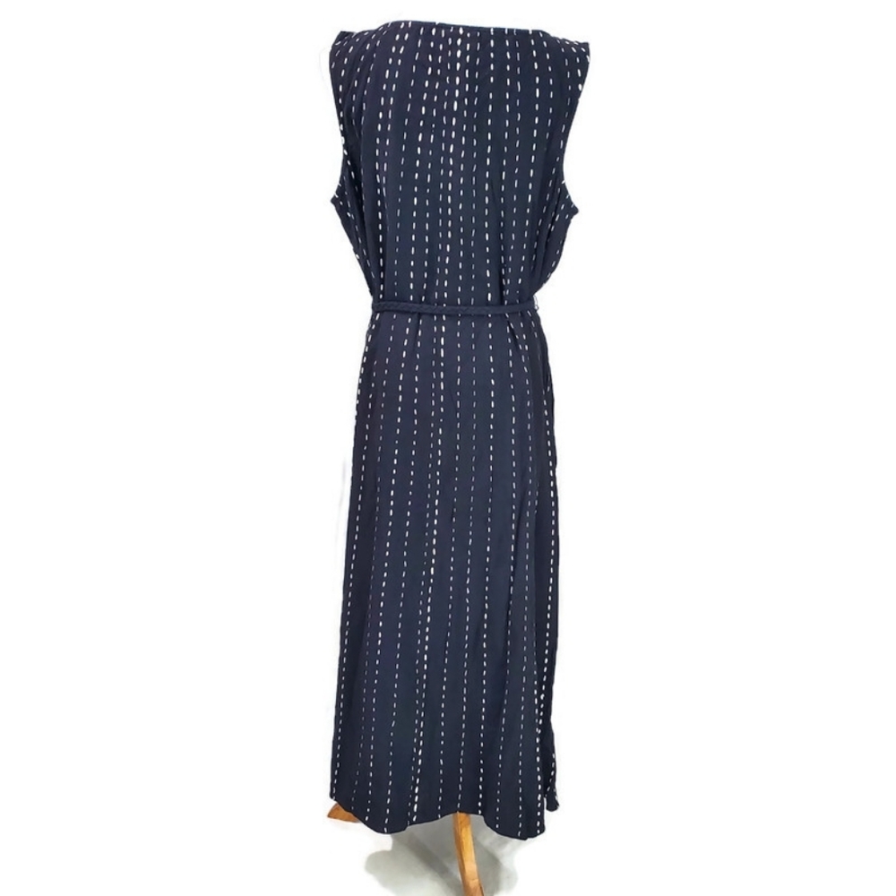 J. Jill Pure Jill Easy A-line Maxi Dress Black/White Lagenlook Cotton Boho Belt - Picture 4 of 15